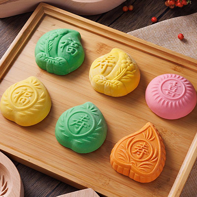 Manual Diy Wooden Steamed Bread Mold Moon Cake Fruit Biscuits Pasta Bag Steamed Stuffed Bun Tool Household Baking Artifact