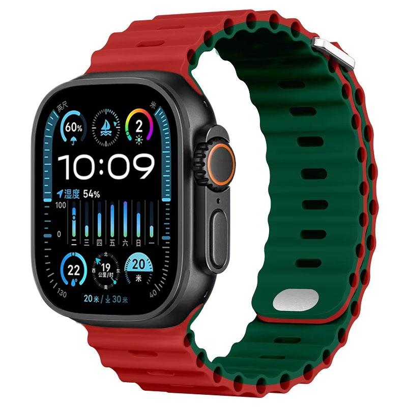 Silicone Ocean Strap For Apple Watch Band Ultra 3/2 49mm 46mm 45mm 42mm 44mm 41mm Sports Bracelet iWatch 11 10 9 8 7 6 5 SE band