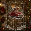 Clear Faceted Crystal Pendant Christmas Wind Chime with Bead Chain Cat Car/Owl Xmas Tree Ornaments Pattern Design Retro Hanging Ornament for