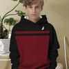 Black and Red Contrasting Minimalist Striped Design Hoodie for All Seasons Comfort, Machine Washable Casual Pullover