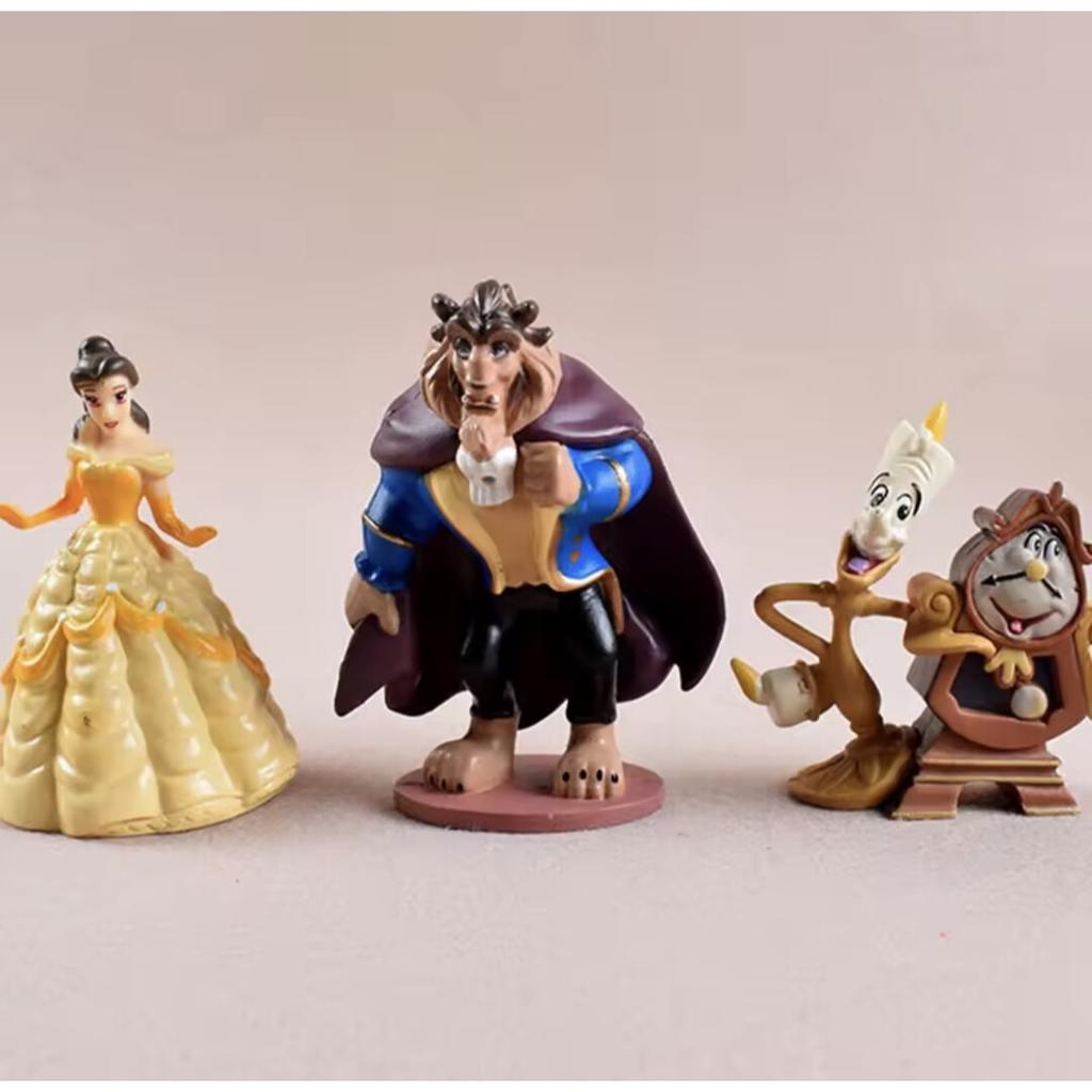 Belle en het Beest Beeldjes Set van 6, 10-12 cm Hars Verzamelaar Beeldjes, Prachtig Cadeau