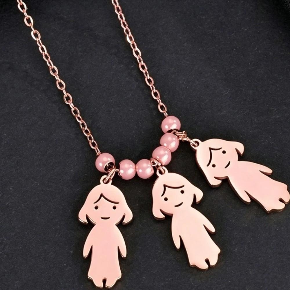 Stainless Steel Boy Girl Necklace Pendant Lover Necklace Choker Family Necklace Lovers