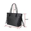 (Schwarz) Damen Karierte Tote Schultertasche Geldbörse PU Leder Handtasche Tasche Mit Innentasche