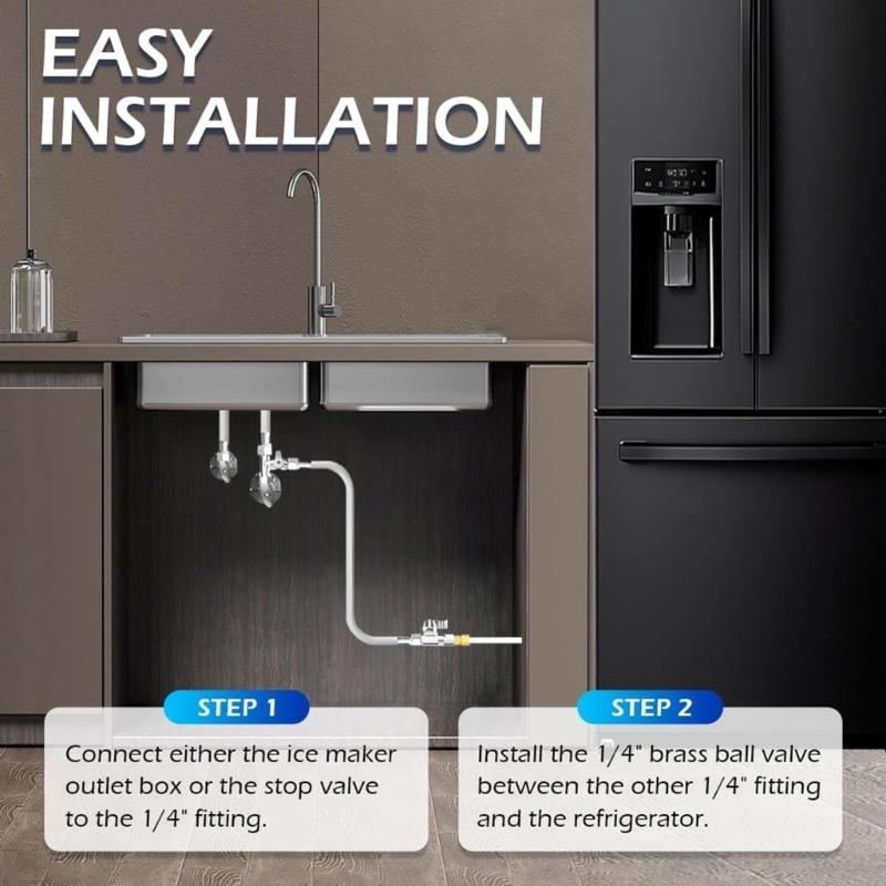 Kühlschrank Wasserleitung Wasserleitung Geflochtener Wasserschlauch für Kühlschrank Eisbereiter Umkehrosmoseanlage Wasserfilter