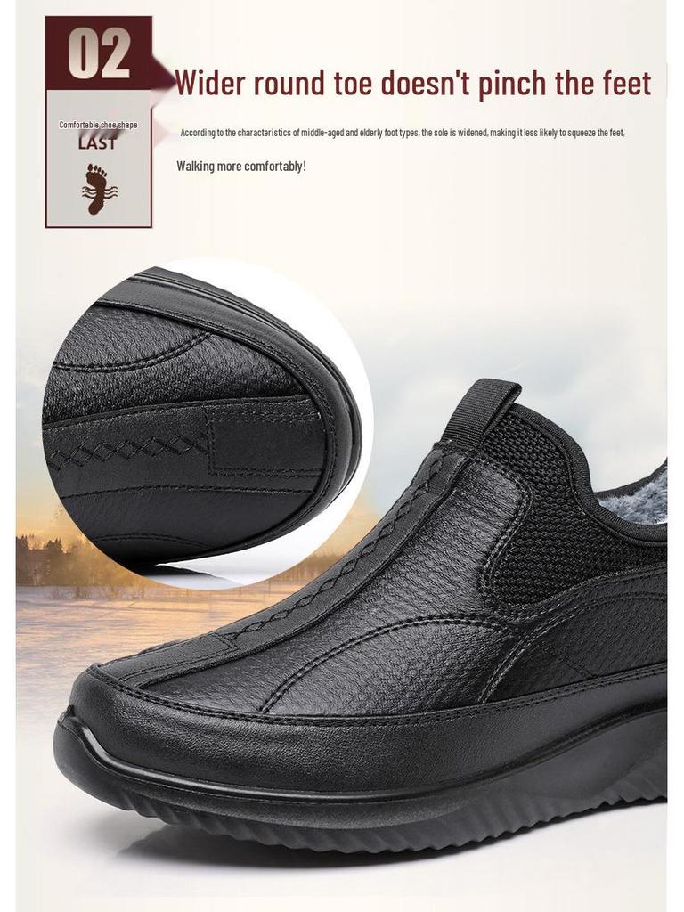 Herren Winter Wasserdicht Rutschfest Plüsch Baumwollschuhe für Ältere
