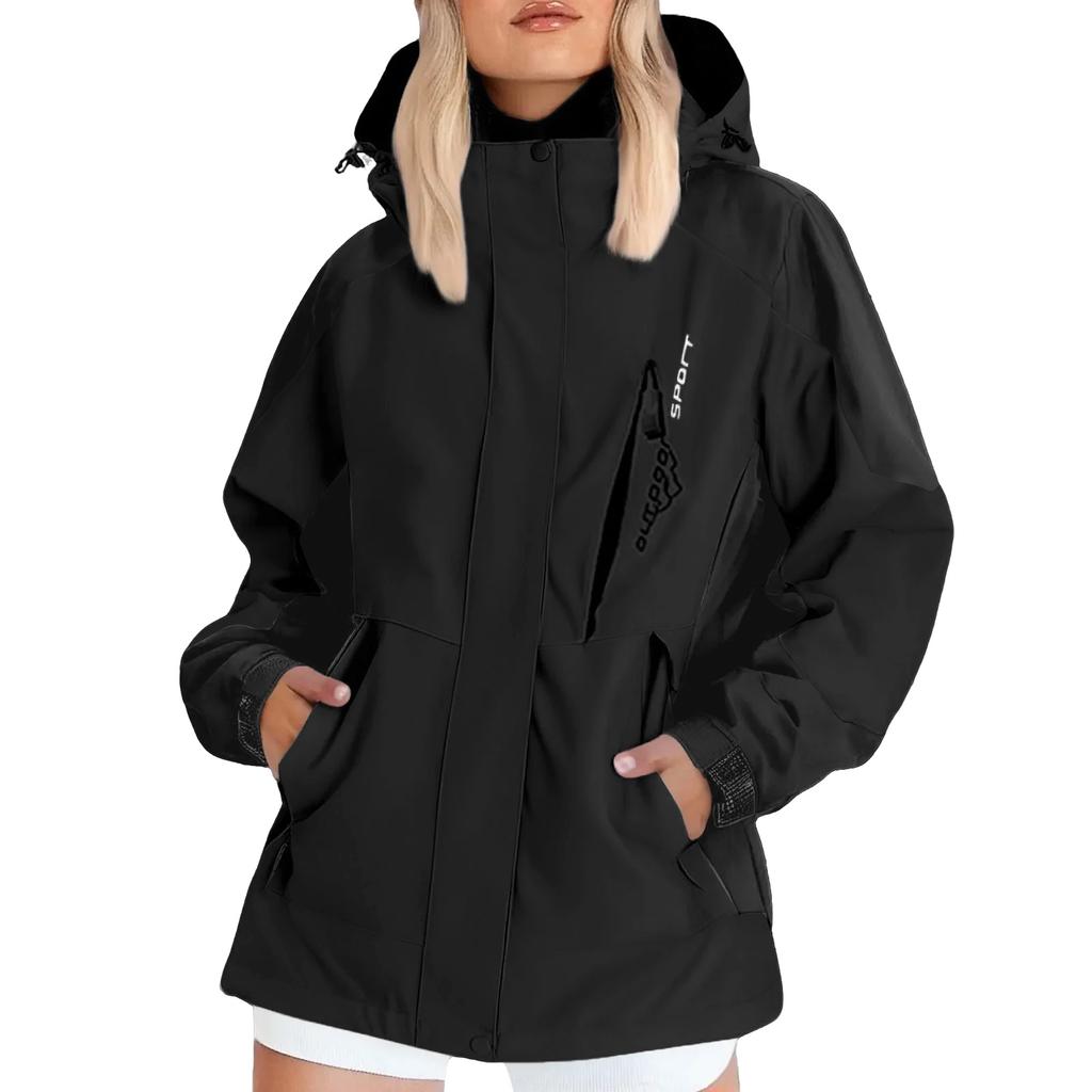 Damen Einfarbig Langärmlig Kapuzen-Outdoor-Anzug Winddicht Und Wasserdicht Dünne Jacke Ehplore