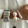 Salircon Exaggerated Irregular Wavy Wide Bracelets Simple Elegant Water Drop Open Bangles Women Fashion Party Hand Jewelry