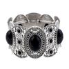 Vintage Boho Imitation Turquoises Elastic Bracelets Bangles for Women Ethnic Carved Silver Color Metal Bracelet Vacation Jewelry