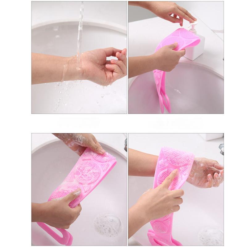 Solid Color Body Brush Silicone Dirt Scrub Towel Back Brush Bathroom Brush Bathroom Supplies Shower Brush Exfoliating Bath Brush