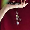 Fashionable Four Leaf Grass Keychain Button Inspired Beaded Charm Hanging Pendant Korean Style Decoration