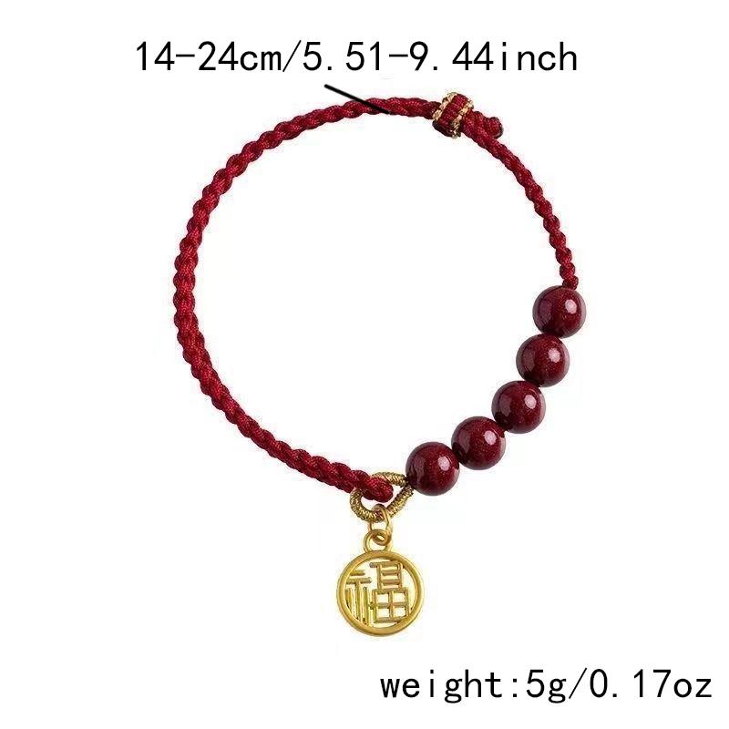 Handwoven Rope Imitation Cinnabar FU Pendant Bracelet for Women Lucky Red Chinese Knot Handmade Braided Bracelet Jewelry Gift