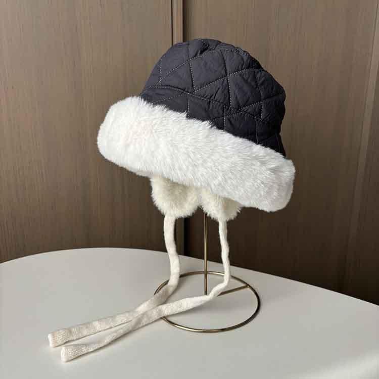 Mongolian Ear Protection Fisherman'S Hat , Cycling In Autumn And Winter, Showing A Small Face, Piled And Thickened Basin Hat, Windproof And Warm