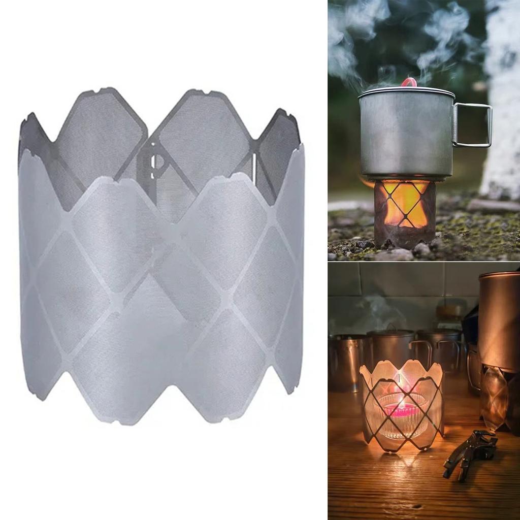 Folding Camping Stove Windshield Stainless Steel Outdoor Cooking Stove Wind Guards Backpacking Alcohol Stove Windscreen