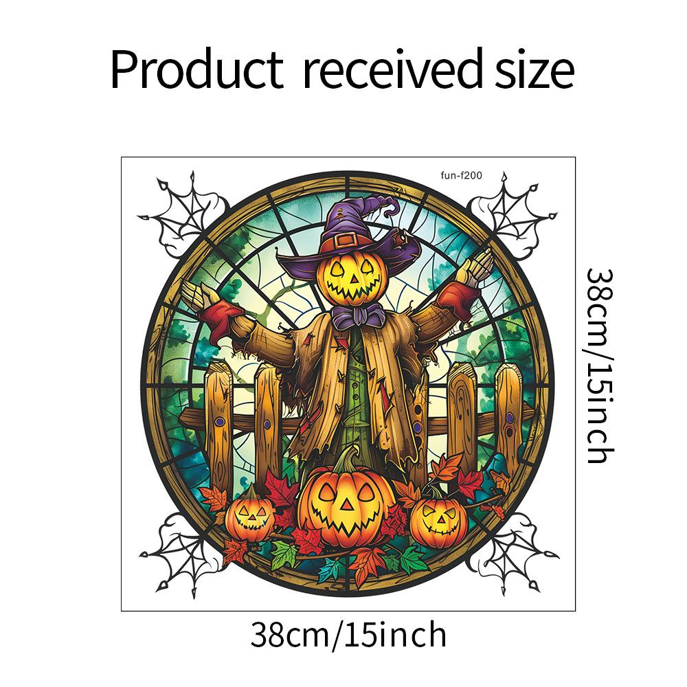 Halloween Round Pumpkin Scarecrow Glass Window Decoration Window Stickers