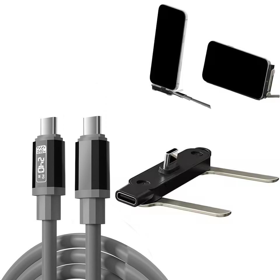 240W Type C To Type C Cable Phone Super Fast Charging Cable /Type-C Bracket Adapter For iPhone Xiaomi Samsung