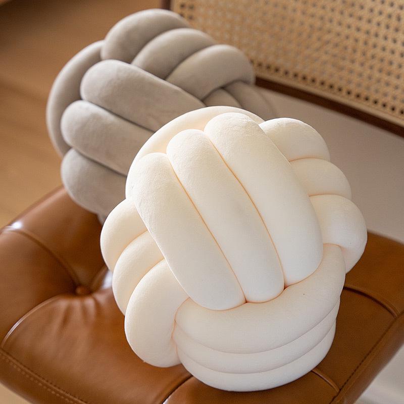 Nordic Knotted Ball Throw Pillow - Woven Cushion for Bay Window, Bedroom, or Sofa Decor