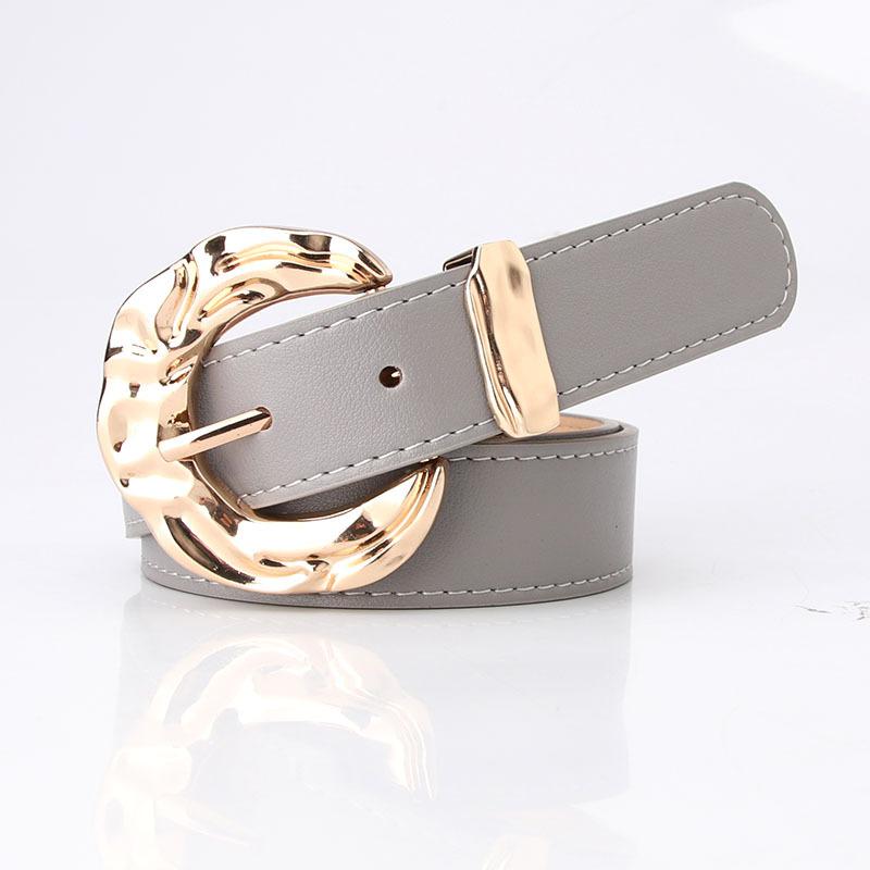 Women's Fashion Personalized Belt European and American Trend Simple Jeans Belt Big Head Metal Buckle Decorative Belt
