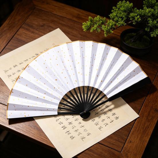 Silk Bamboo Folding Fan DIY Calligraphy Painting Men Women Hand Held Fan Summer Portable Cooling Fan Party