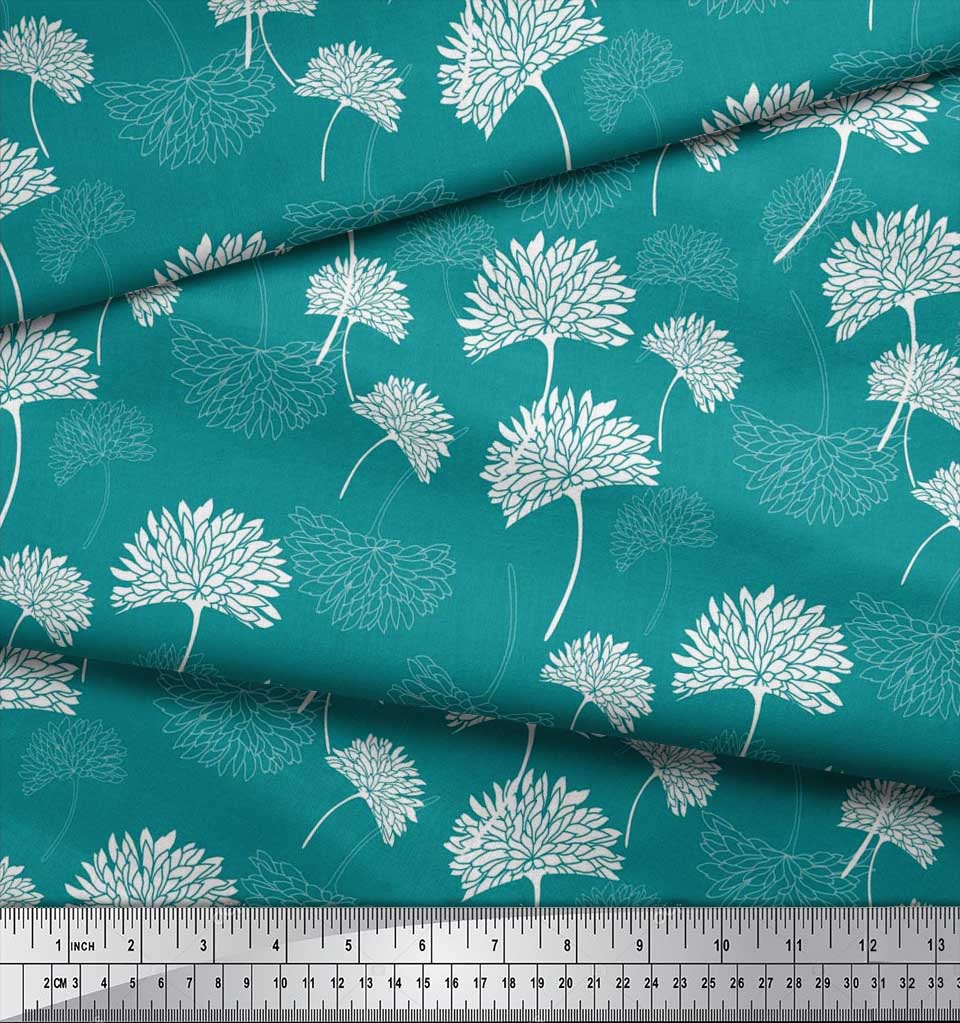 Soimoi Red Japan Crepe Satin Fabric Flower Artistic Printed Fabric 1 Yard 42 Inch
