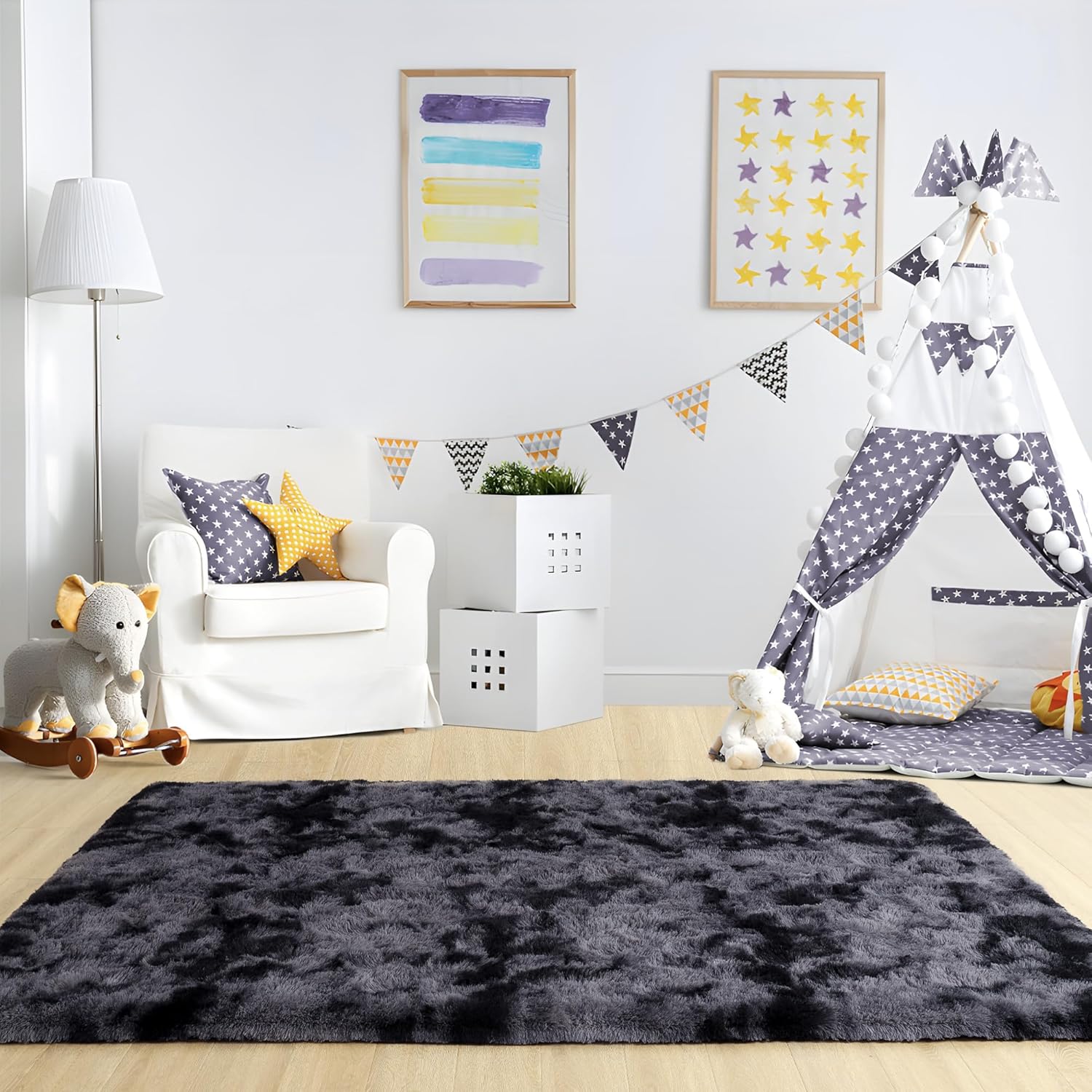 

VIKAM Large Carpet for Living Room Decor Rugs Fluffy Thick Plush Carpet For Bedroom Large Area Rug Crawling Mat Gray Black pink 40X60CM(1.3X2FT