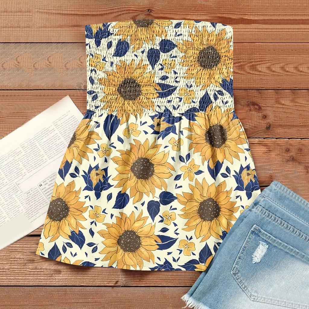 Tube Tops For Women,Cute Sexy Off Shoulder  Print Sleeveless T-Shirt
