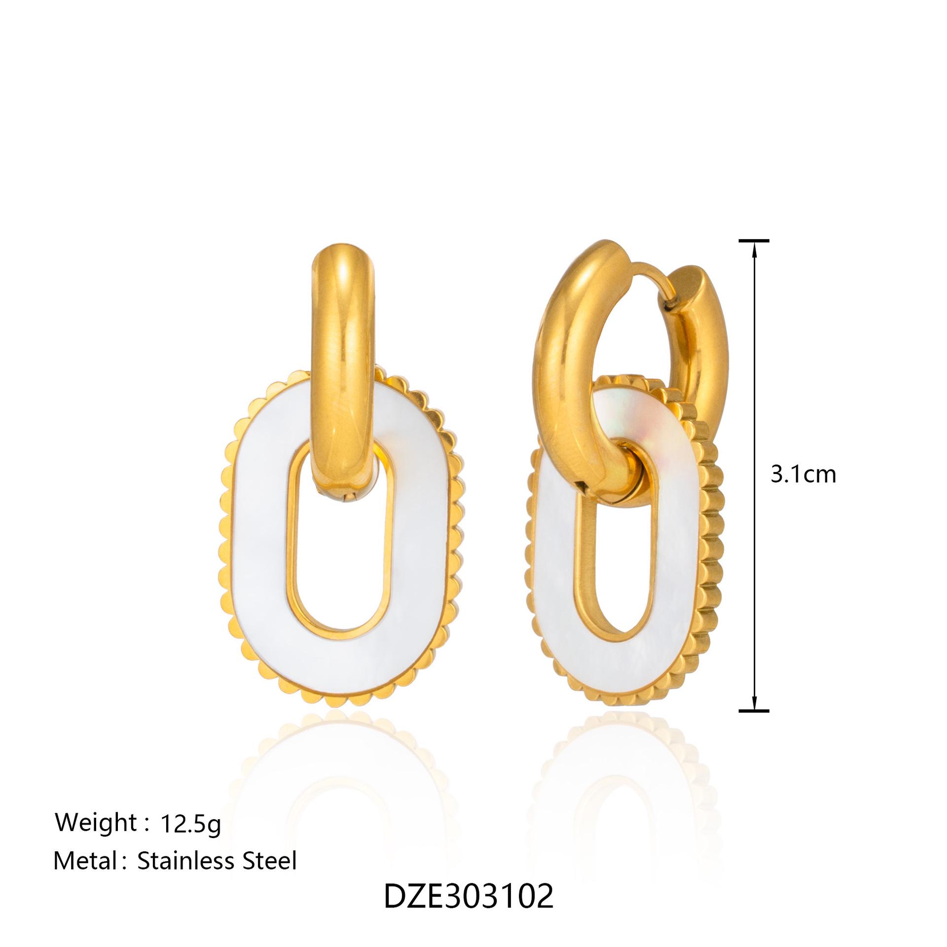 Elegant Blue & White Porcelain 18K Gold Earrings in Chinese National Style 18K