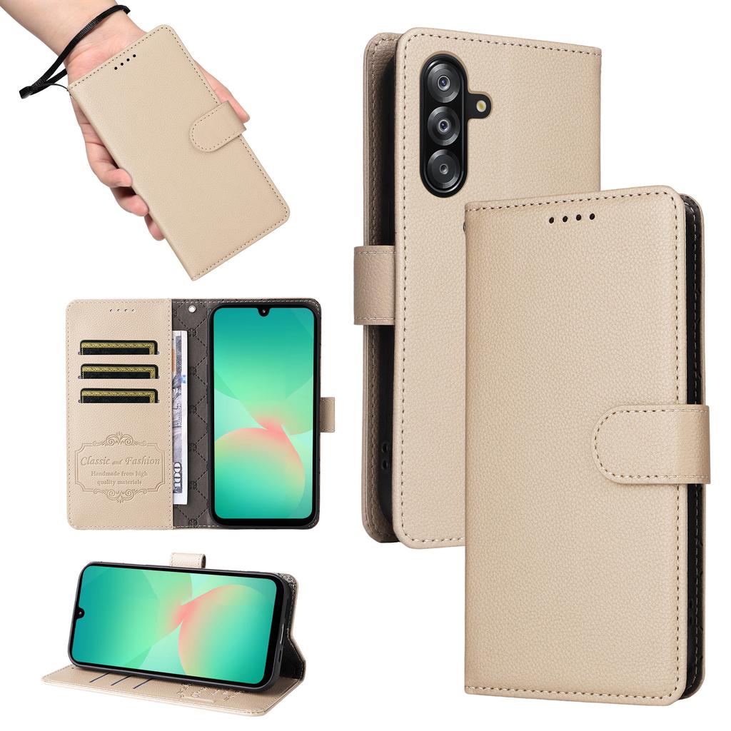 For Samsung Galaxy A17/Galaxy A16 4G/Galaxy A16 5G/Galaxy A26 5G Case RFID Blocking 3 Card Slots PU Leather Phone Cover with Wrist Strap