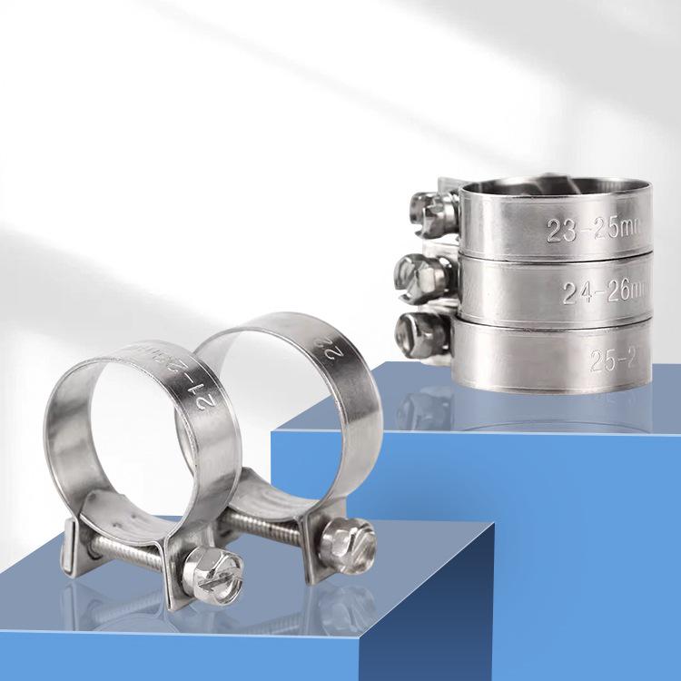 304 Stainless Steel Mini Hose Clamp for Water Pipes, Screw-Tightened Band Clip