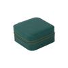 Compact Crossgrain Leather Jewelry Box for Earrings, Rings, and Necklaces