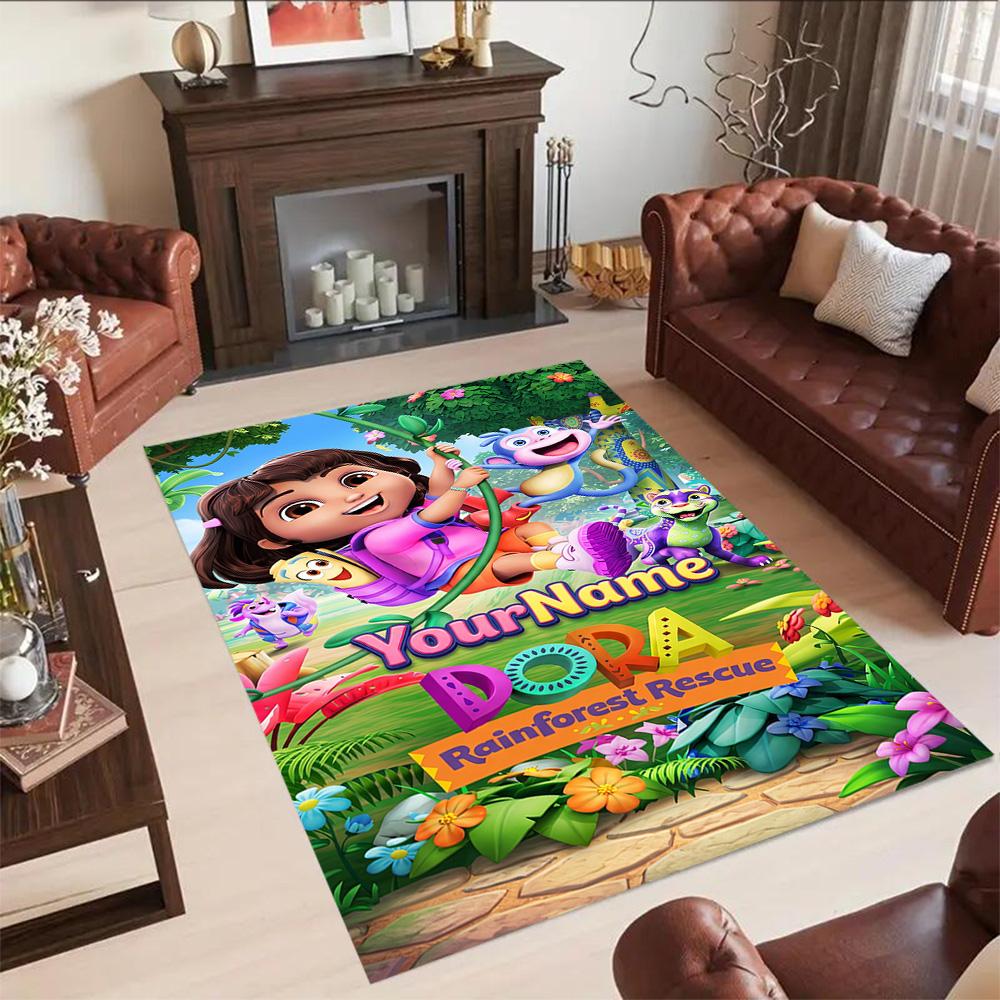 Dora Explorer Customize Your Name Floor Mat Suitable for Study room Outdoor Dining Room Playrooms Anti-slip Rug Office home decor