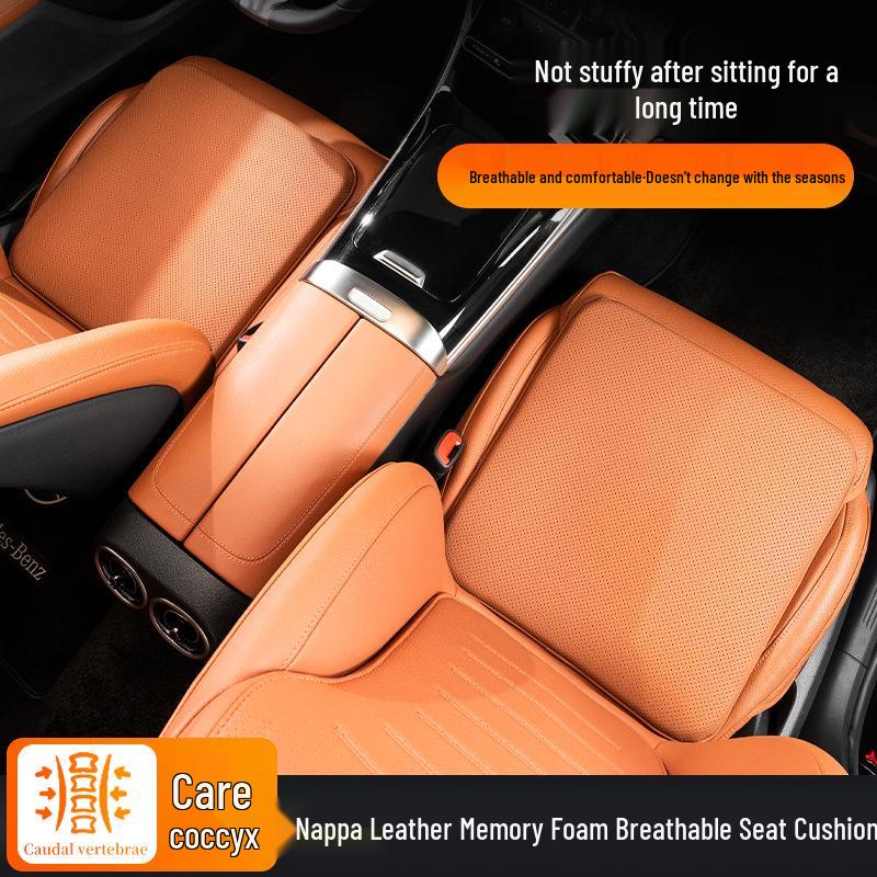 Breathable Nappa Leather Car Seat Cushion - Non-slip, Universal Fit for All Seasons
