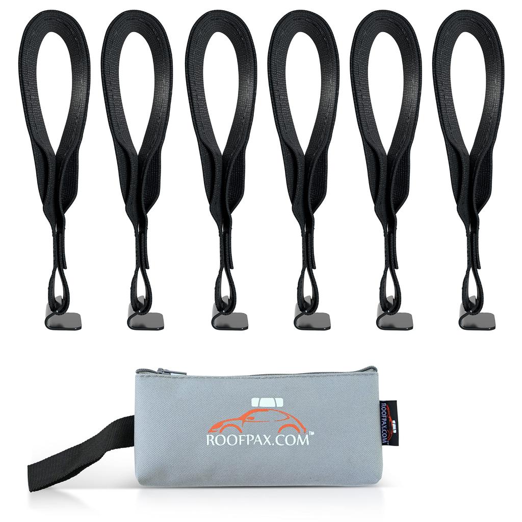 RoofPax 6 Rooftop Cargo Tie Down Hook Straps Waterproof To Strap Down Any Car