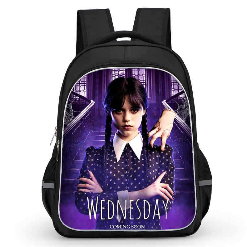 Girlsiii Shoes Unisex Kids Black Wednesday Schoolbag, Multi-Functional Spine Protection And Anti-Hunchback, A Must For Students, Comfortable And Lightweight Schoolbag