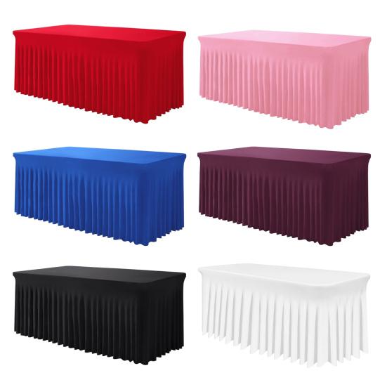 4ft 6ft Sizes Stretch Table Skirt Tutu Ruffled Tablecloth Table Cover Classroom Teacher Desk Back to School Supplies