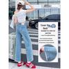 Women's Light Narrow-Wide Leg Jeans with Lace Trim - Autumn 2025 Petite Splicing Design