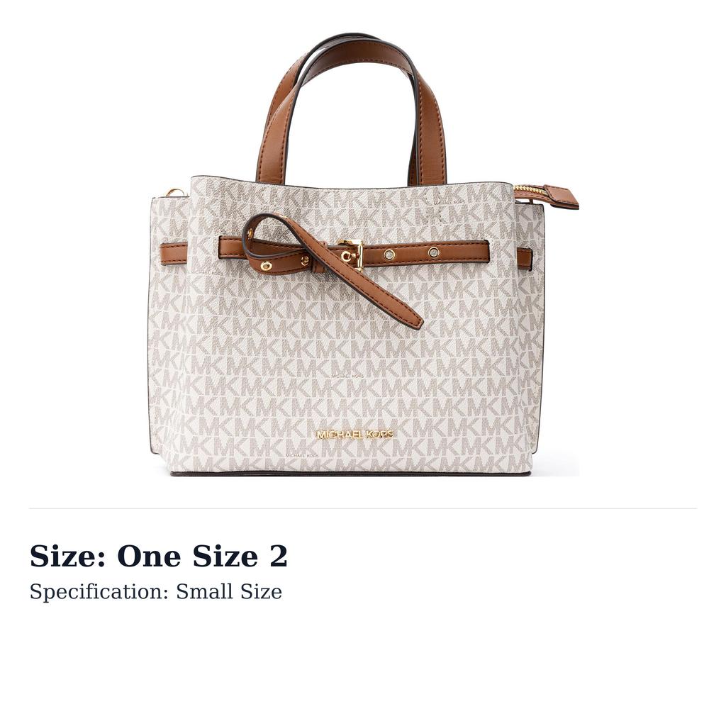 Michael Kors Emilia Coated Canvas Square Handbag, Shoulder Bag, Crossbody Bag Small Womens Vanilla White 35H0GU5S1B-VANILLA
