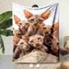 Plush Cat Portrait Throw Blanket for Cat Lovers Cozy Winter Fleece Decorative Throw Gift for Home Decor Cute Animal Print