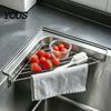 Sink Caddy for Sponges Corner Shelf Triangular Storage Rack, Stainless Steel Hollow Mesh Rack Dish Stable Space Saving Sponge Holder Kitchen