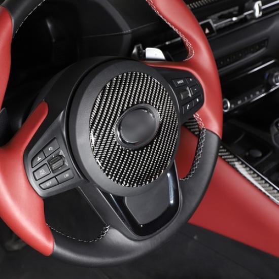 Real Carbon Fiber Steering Wheel  Sticker Cover Trim For Toyota Supra 19-22