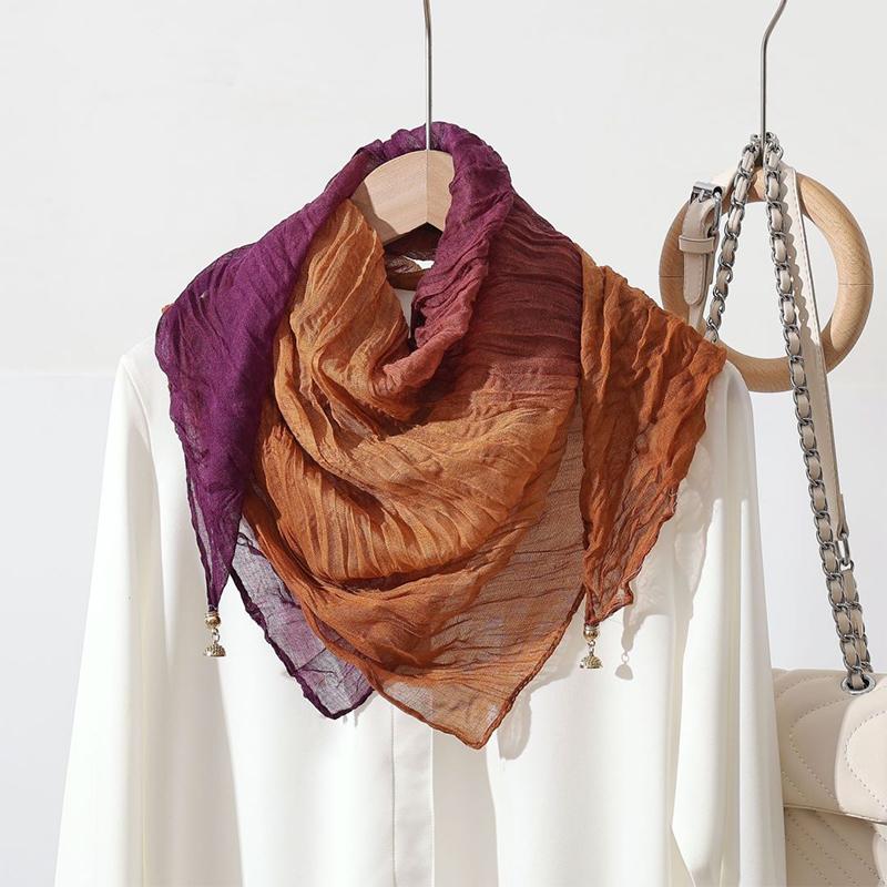 Women Scarf for Women Fashion Square Scarf Bohemian With Magnetic Buckle Casual Long Pleated Outings