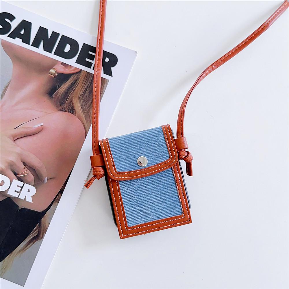 Luxuriöse, stoßfeste Handyhülle aus Denim-Leder für Samsung Galaxy Z Flip 5 Flip 4 3, Brieftasche, Kartenhalter, Fallschutztasche