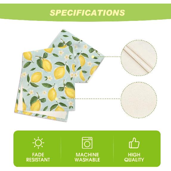 Artoid Mode Blue Lemon Flower Floral Summer Table Runner,Spring Kitchen Dining Table Decoration for Home Party Decor 13x72 Inch