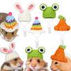 Pet Rabbit Ears Hat Photo Props for Hamster Handwoven Cap Rainbow Carrot