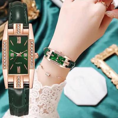 New Watch Ladies All Match Casual Temperament Ins Style Luxury Women's Watches Niche Fashion Square Small Green Watch Party