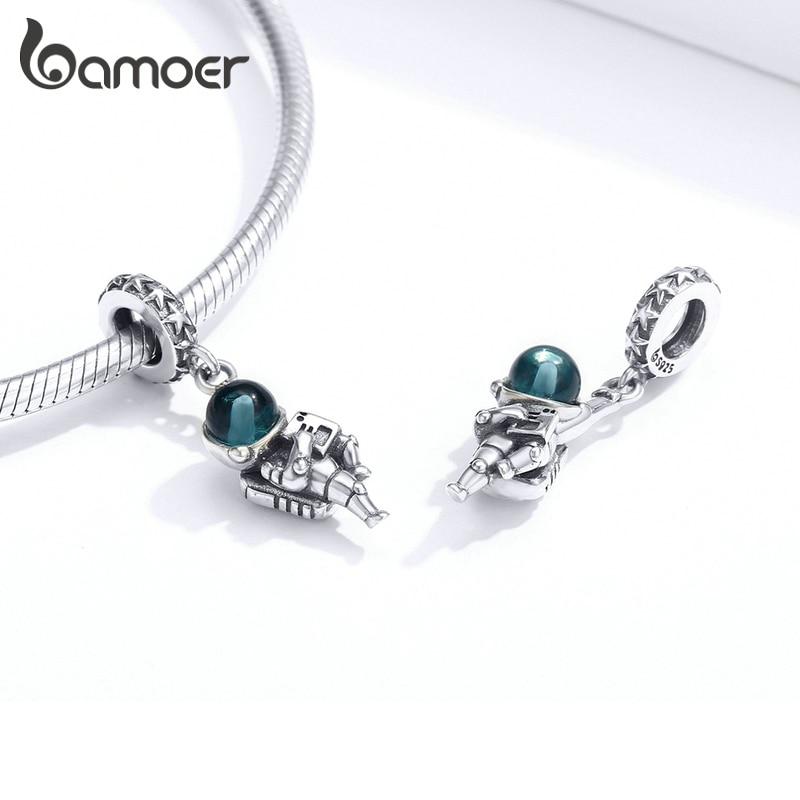 BAMOER 925 Sterling Silber Schmuck Schöne Hexe Astronaut Hund Anhänger Herz Bär Charme fit Original Armband