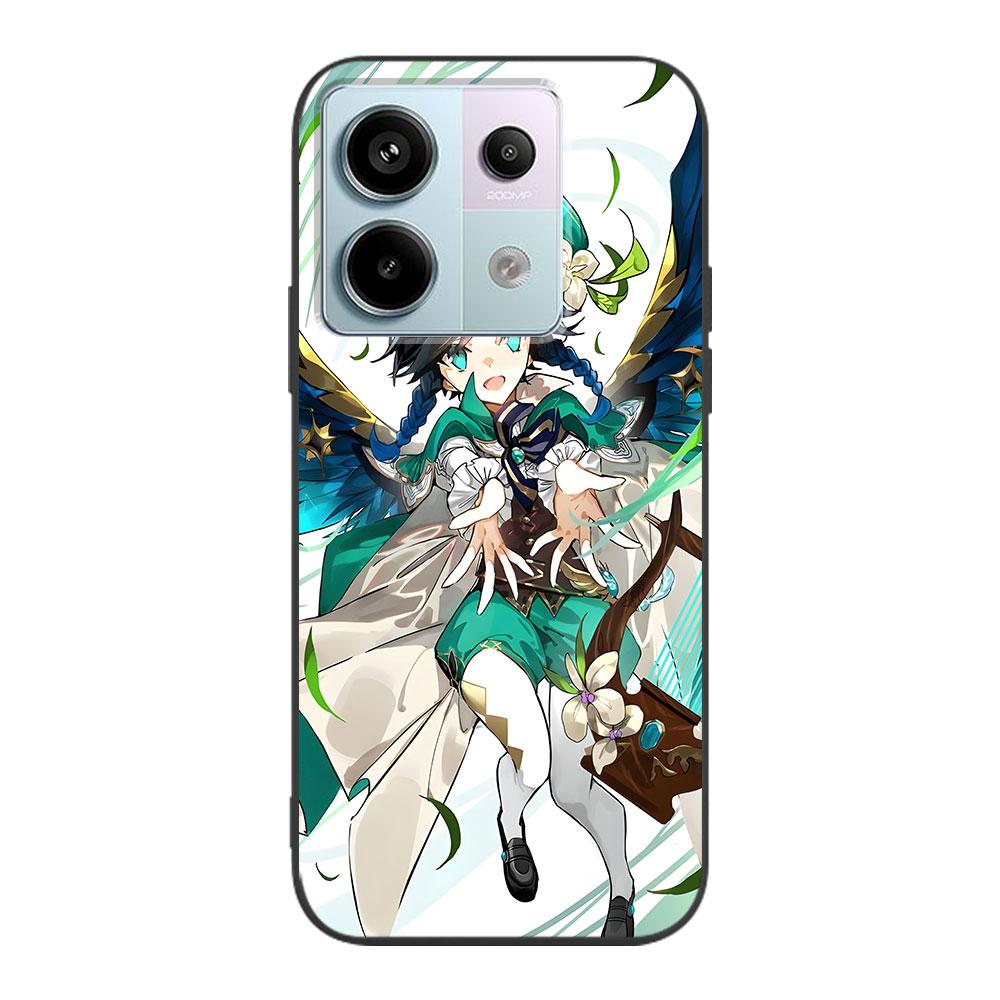 Barbatos Genshin Impact Case for Xiaomi Redmi 10 10C 9C 9A 9i 9 Prime 9T 12 12C 10A K40 Black Soft TPU Mobile Phone Bag Cover