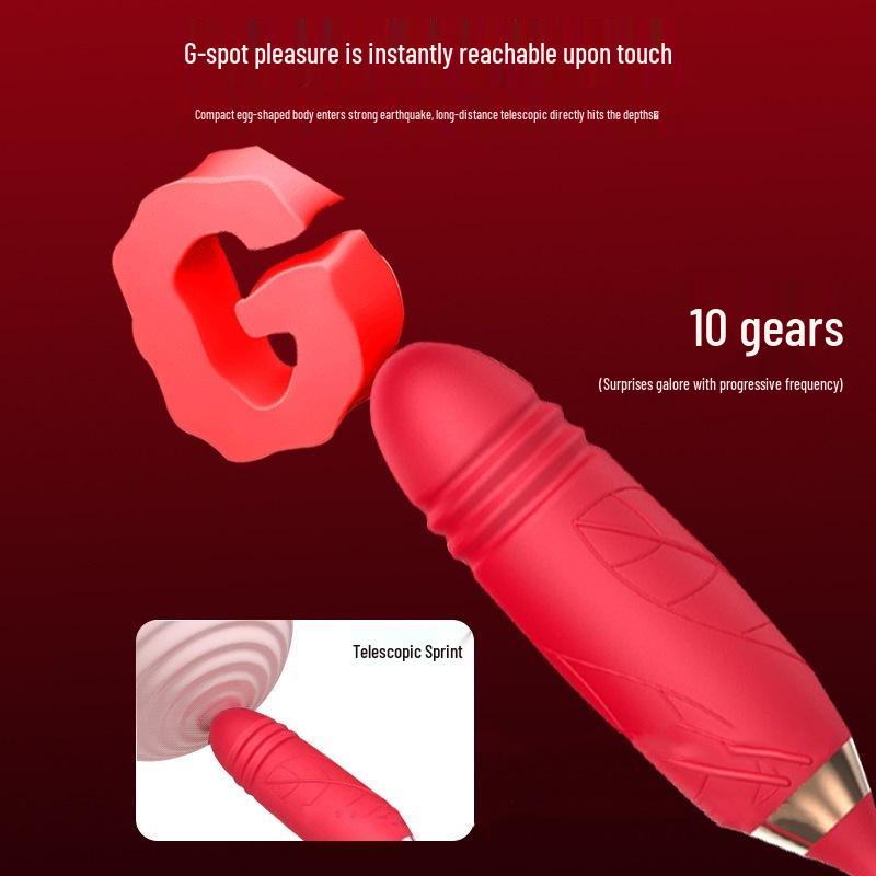 Women's Rose Flower Vibrator: 2nd/3rd Gen Tongue-Licking, Automatic Sucking & Telescopic Stick
