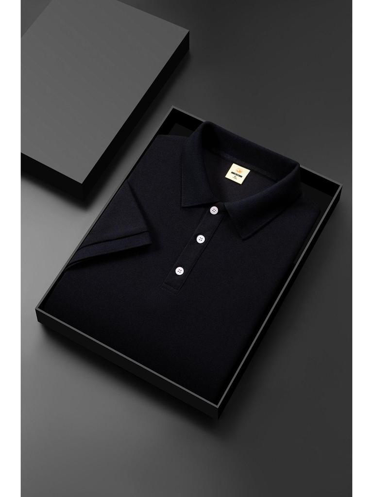 2024 Men's Summer Ice Silk Polo Shirt, Short Sleeve, Solid Color, Cool & Casual Style