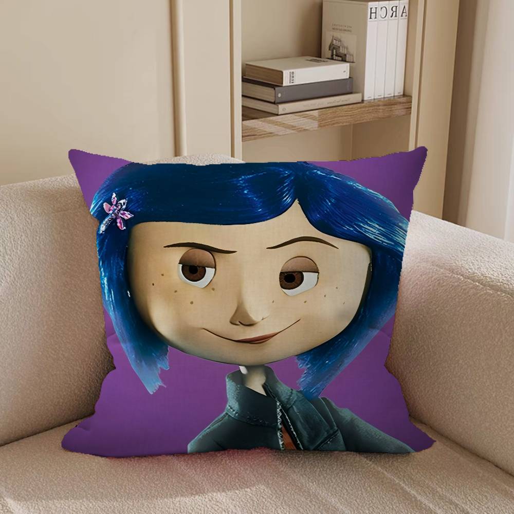 Anime Coralin Povlak na polštář Odnímatelný omyvatelný potah na polštář – Celoroční měkké lněné