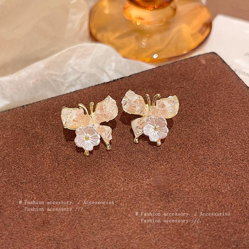 S925 Silver Needle Small Fresh Versatile Flower Stud Earrings Women's Light Luxury Niche Premium Pearl Earrings